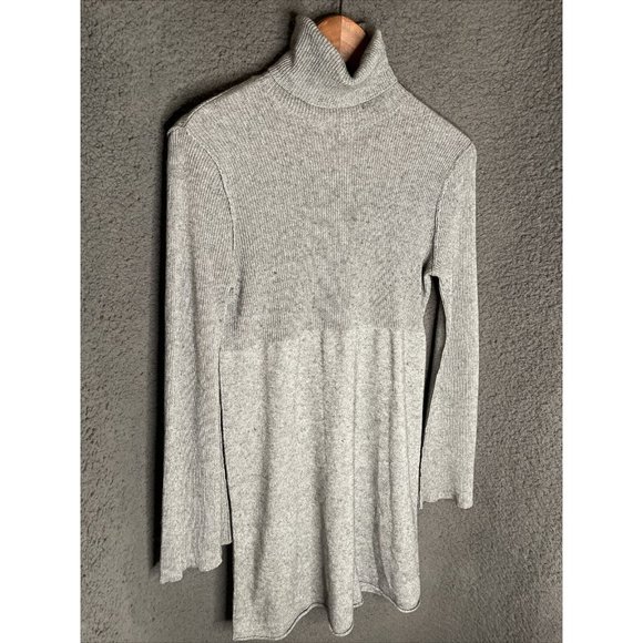 Soft Surroundings Womens Sweater Dress XS Gray Cashmere Silk Turtleneck Ribbed